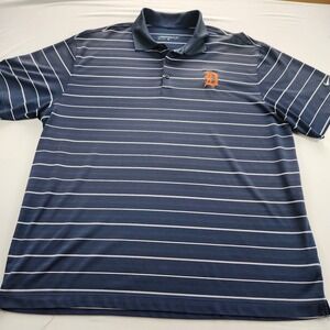 Nike Golf Detroit Tigers MLB Baseball Dri Fit Polo Shirt Men's XL Navy Stripes